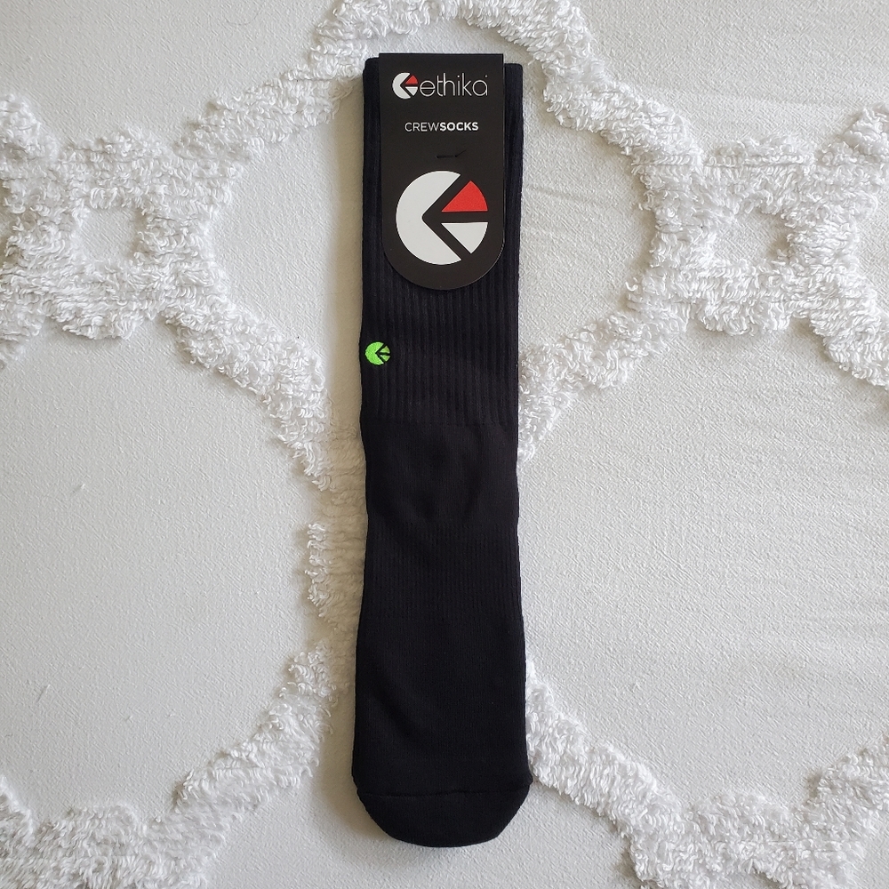 Ethika Black Crew Socks, Large